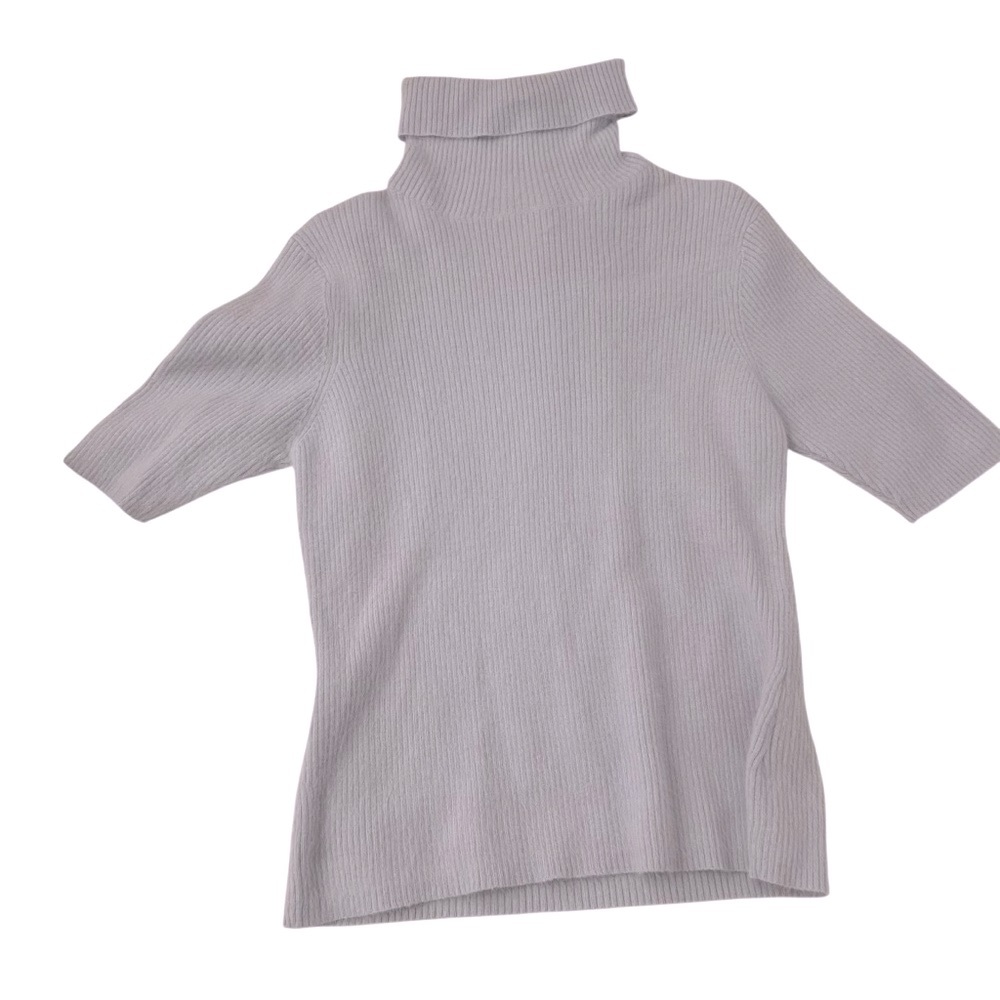 Worthington Essentials Lavender Mock Neck Short Sleeve Sweater Angora Blend M